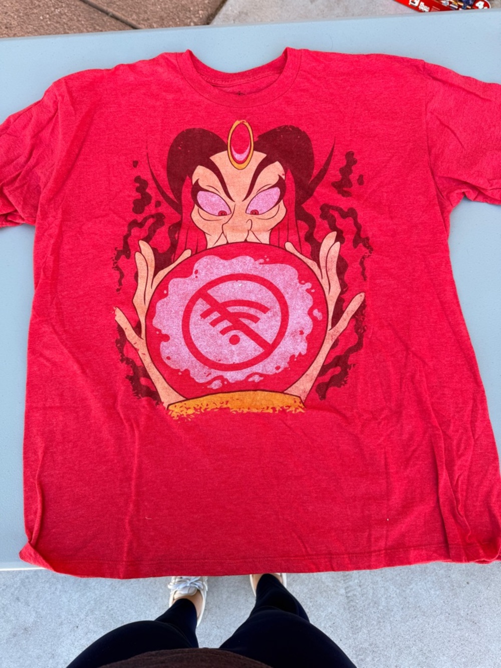 Disney Red Graphic Tee Jafar villain with Sorceress Crystal Ball